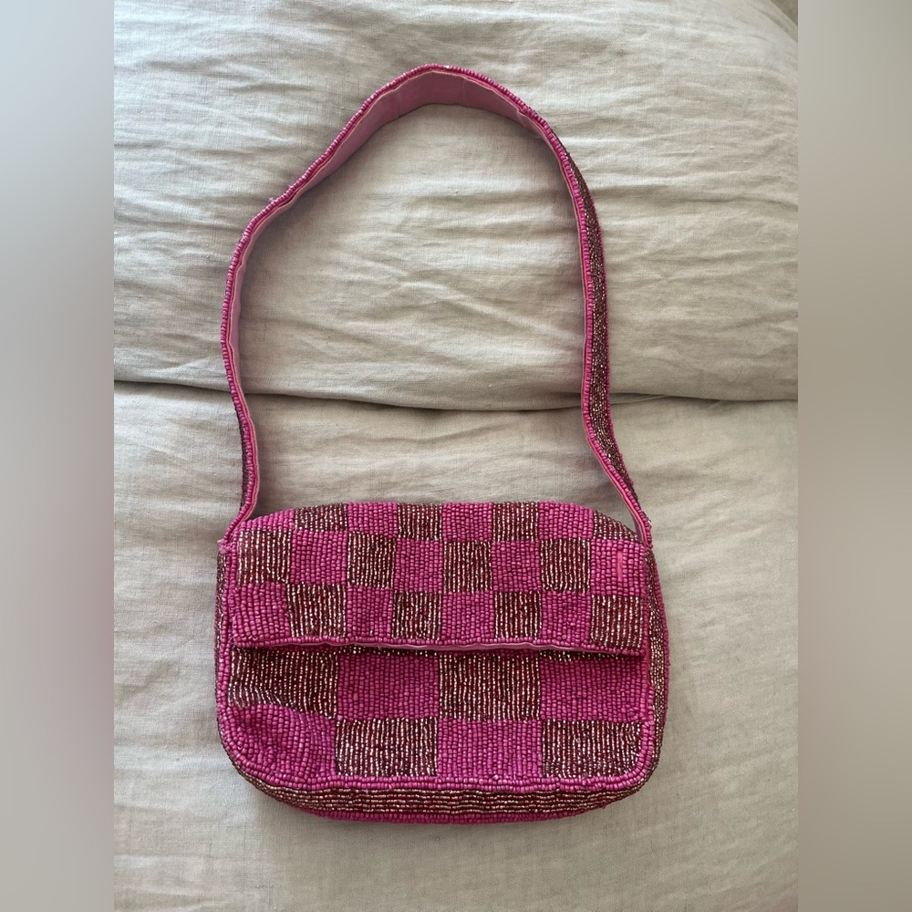 Anthropologie Pink beaded Shoulder Bag